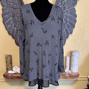 Michel Studio Black and Gray Floral Top